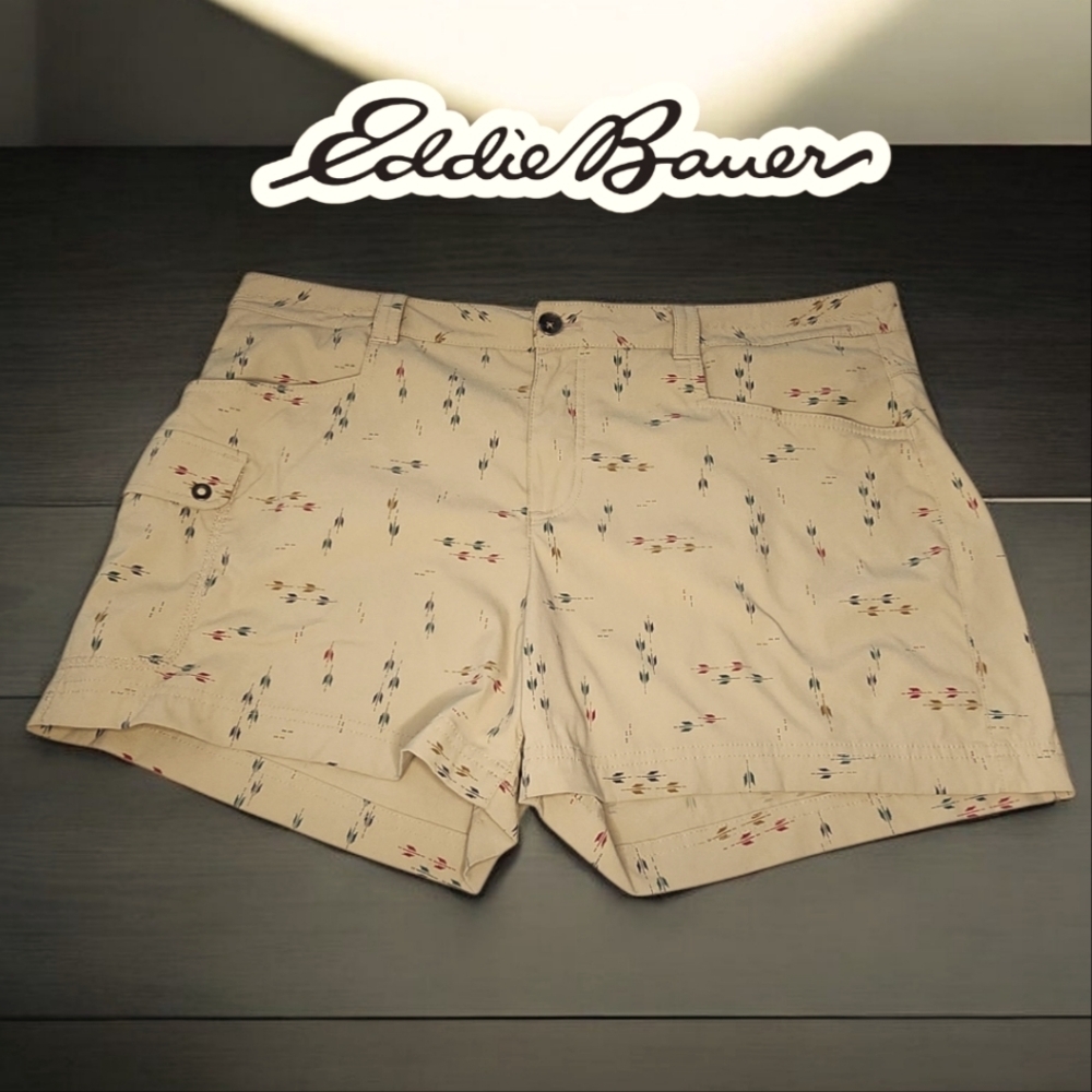 EDDIE BAUER Beige Patterned Shorts - 16